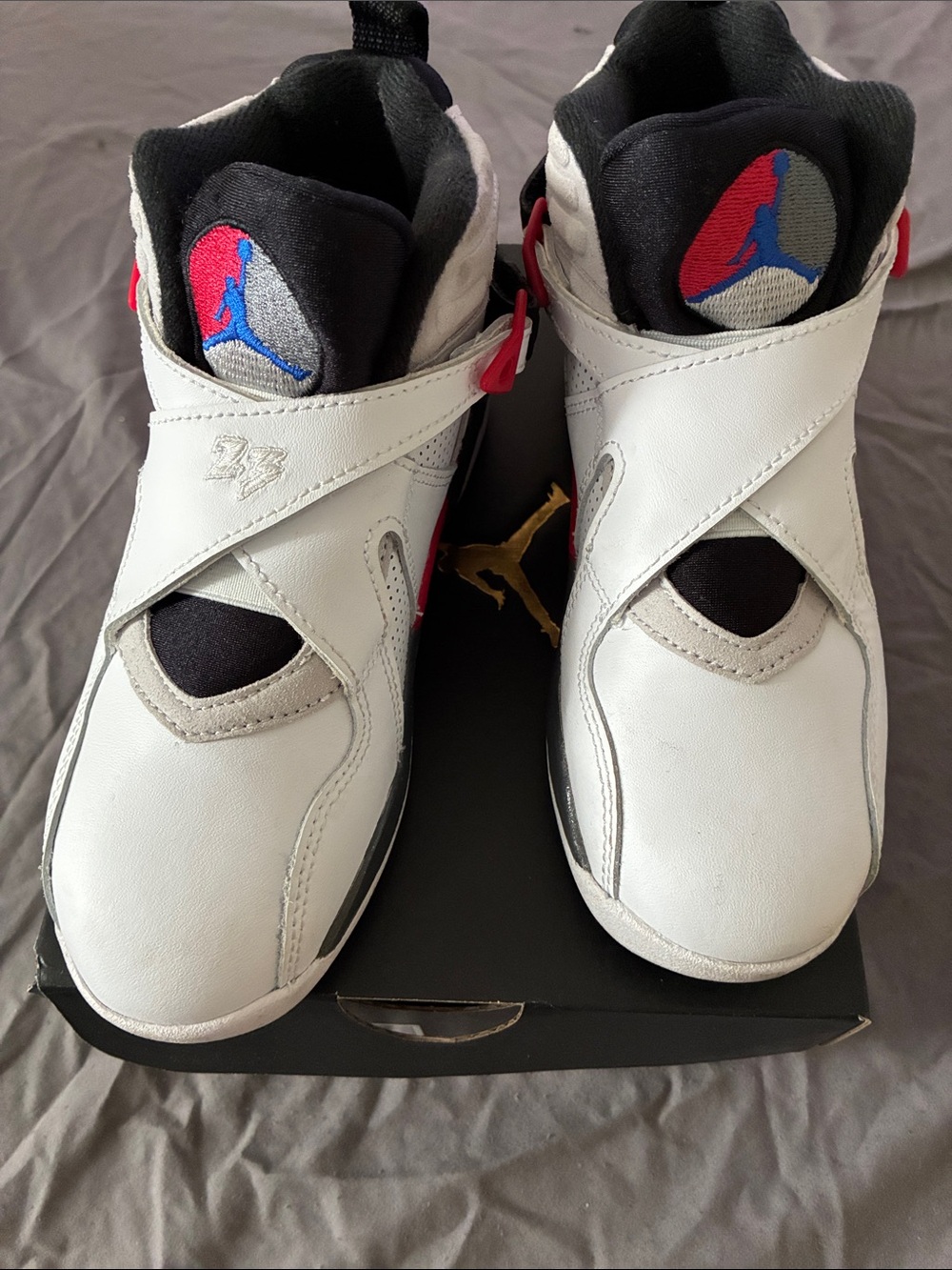 Jordan Kids White Black Red Retro 8 Strap Sneakers